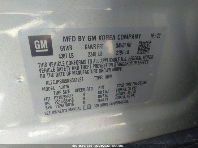 Chevrolet Trax Lt 2022 KL7CJPSM5NB561287 Image 9