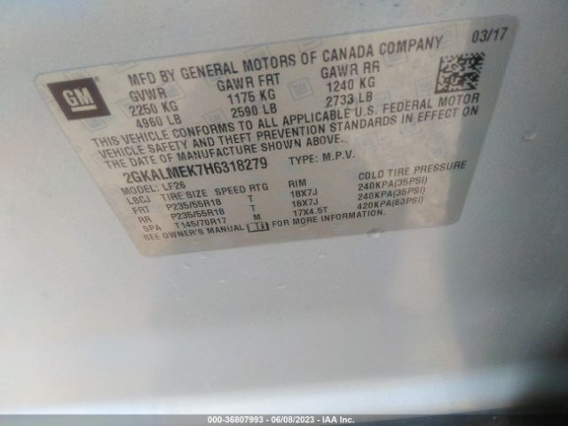 2GKALMEK7H6318279 GMC Terrain Sle
