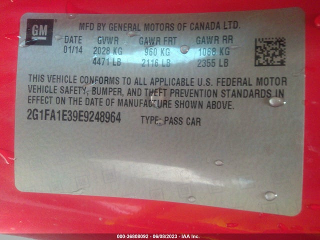 Chevrolet CAMARO LS 2014 2G1FA1E39E9248964 Image 9