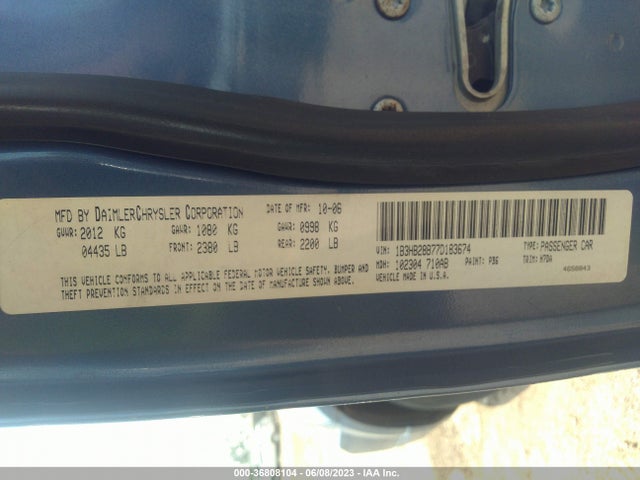 2007 DODGE CALIBER VIN: 1B3HB28B77D183674