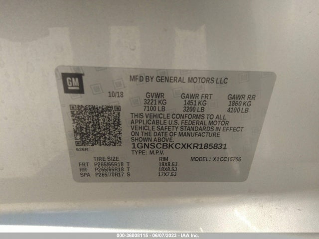 Chevrolet Tahoe Lt 2019 1GNSCBKCXKR185831 Image 9
