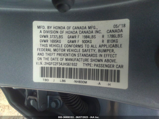 Honda Civic Sedan Lx 2018 2HGFC2F54JH561932 Image 11