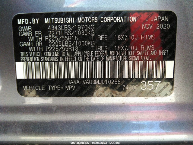 JA4APVAU3MU010268 Mitsubishi Outlander Sport Se