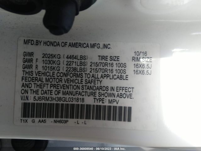 5J6RM3H38GL031818 Honda CR-V LX