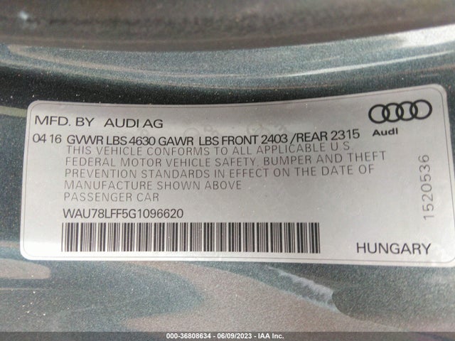 WAU78LFF5G1096620 Audi A3 2.0t Premium