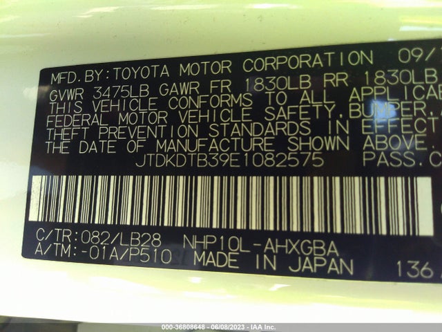 Toyota Prius C One/three/two/four 2014 JTDKDTB39E1082575 Image 10