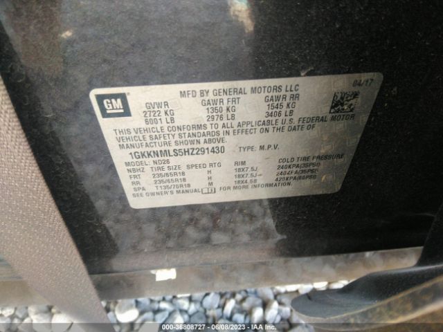 1GKKNMLS5HZ291430 GMC ACADIA SLT
