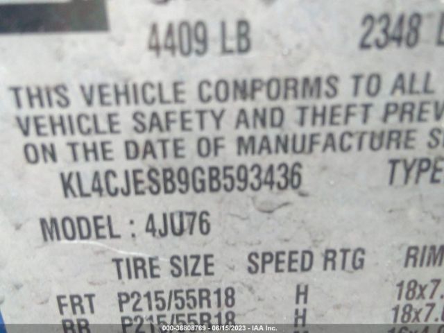 KL4CJESB9GB593436 Buick Encore