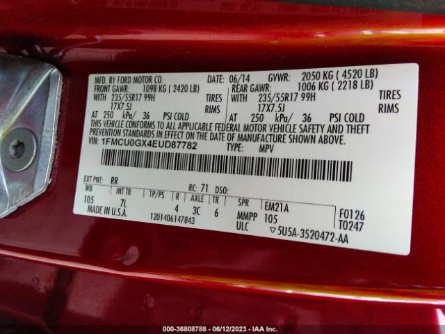 1FMCU0GX4EUD87782 Ford ESCAPE SE
