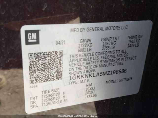 1GKKNKLA5MZ198686 GMC ACADIA SLE
