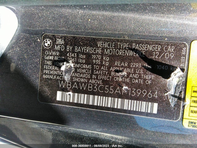 2010 BMW 3 SERIES 328I VIN: WBAWB3C55AP139964