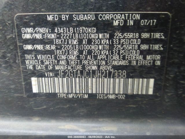 JF2GTAJC1JH217338 Subaru Crosstrek Limited