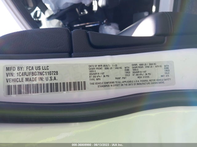 1C4RJFBG7NC110728 Jeep Grand Cherokee Wk Limited