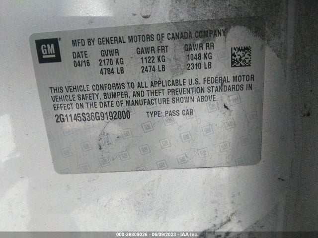 Chevrolet IMPALA LTZ 2016 2G1145S36G9192000 Image 14