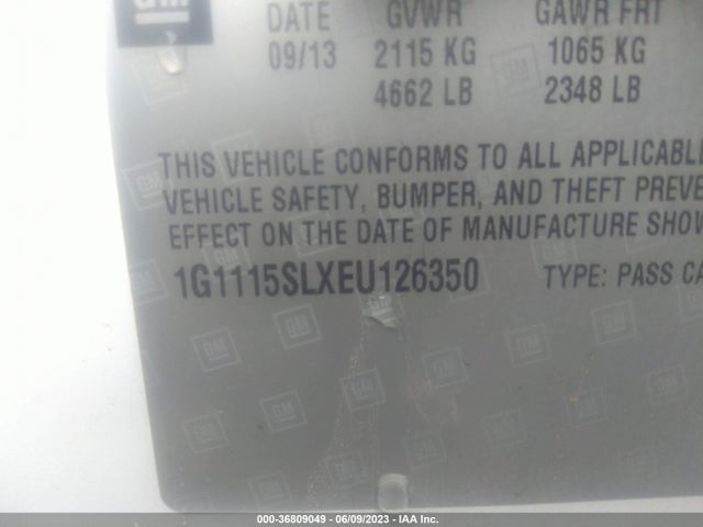 Chevrolet IMPALA LT 2014 1G1115SLXEU126350 Image 10