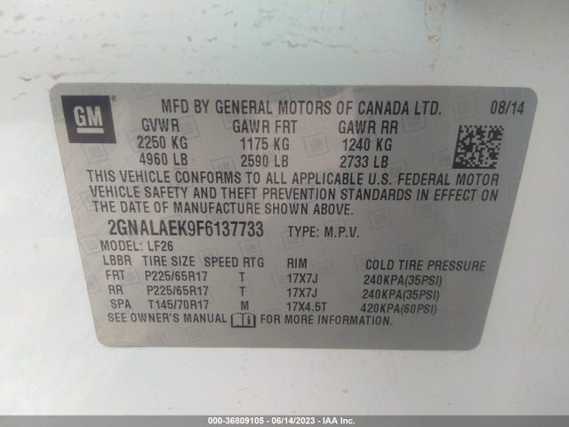 Chevrolet EQUINOX LS 2015 2GNALAEK9F6137733 Image 9