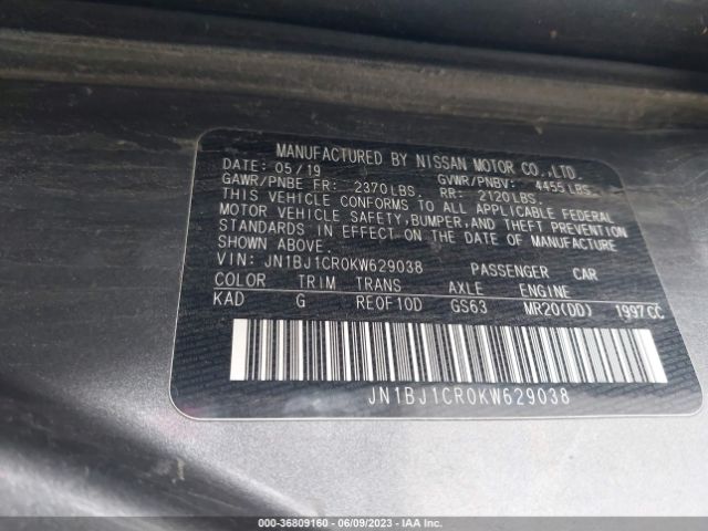 JN1BJ1CR0KW629038 Nissan Rogue Sport S