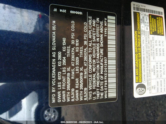 WVGEF9BPXED012607 Volkswagen Touareg Lux