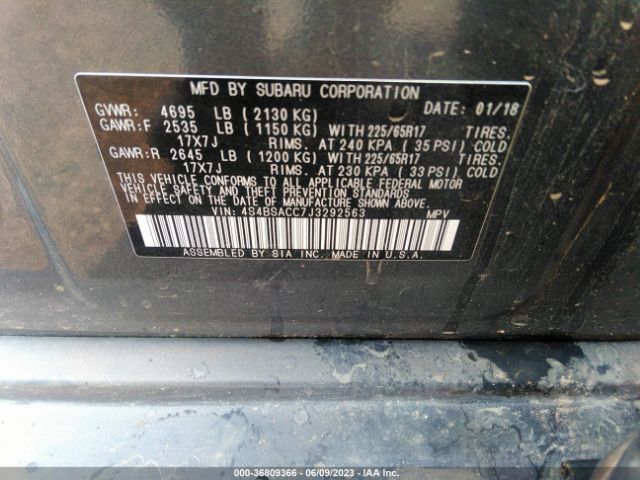 4S4BSACC7J3292563 Subaru Outback Premium