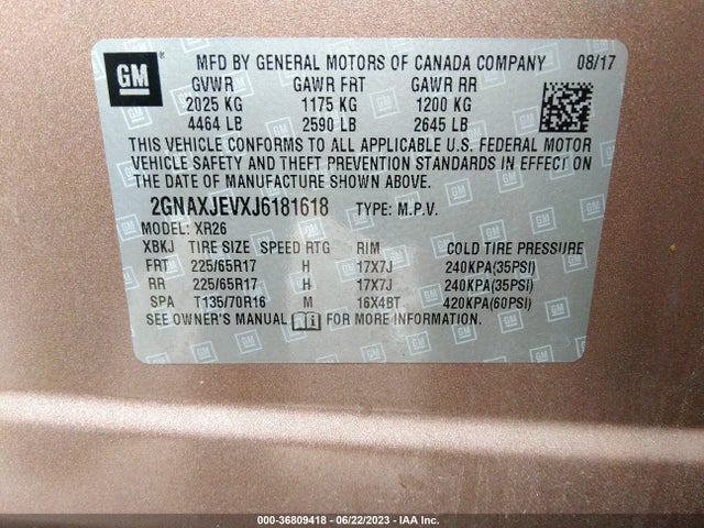 Chevrolet EQUINOX LT 2018 2GNAXJEVXJ6181618 Image 9