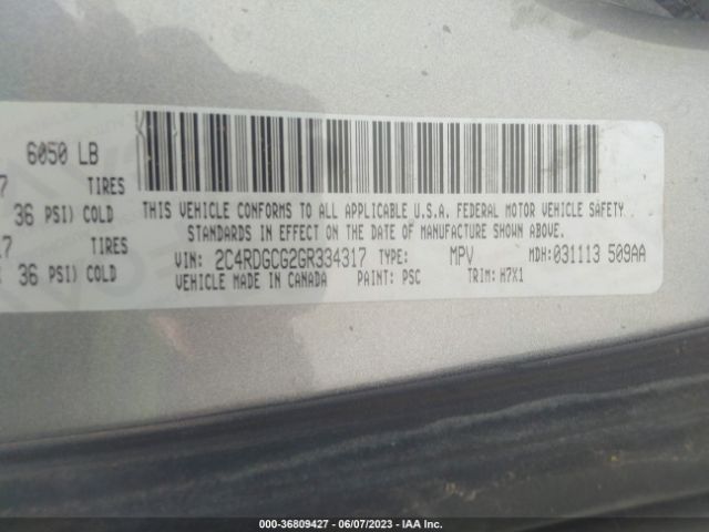 2C4RDGCG2GR334317 Dodge Grand Caravan Sxt