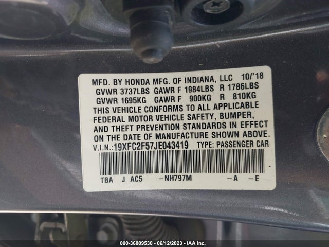 Honda Civic Sedan Lx 2018 19XFC2F57JE043419 Image 9