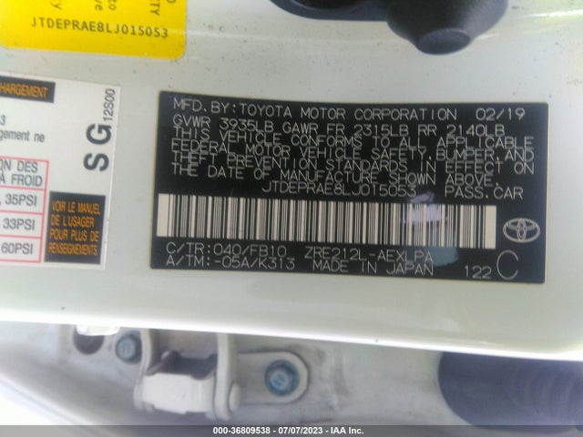 Toyota COROLLA LE 2020 JTDEPRAE8LJ015053 Image 9