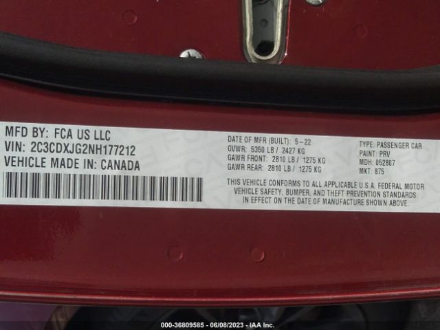 2C3CDXJG2NH177212 Dodge Charger Sxt