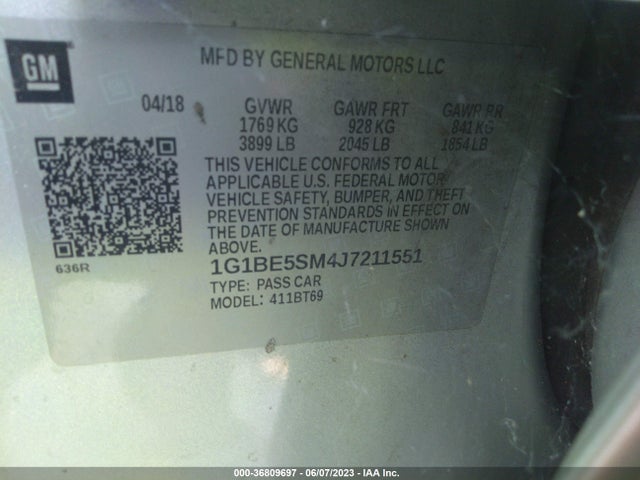 Chevrolet CRUZE LT 2018 1G1BE5SM4J7211551 Image 10