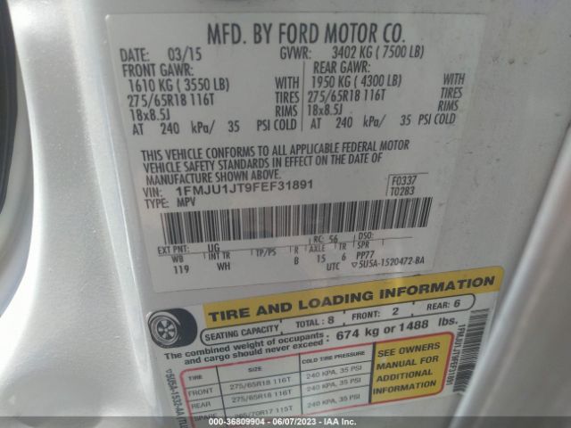 1FMJU1JT9FEF31891 Ford Expedition Xlt/king Ranch