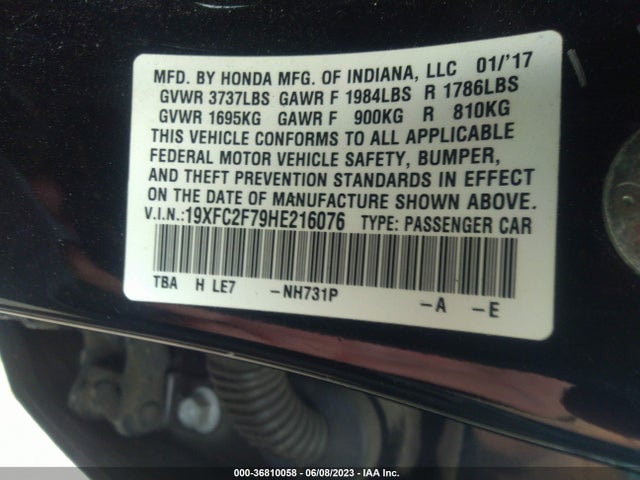 Honda Civic Sedan Ex 2017 19XFC2F79HE216076 Image 9