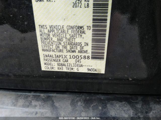 1N4AL3AP1JC100588 Nissan Altima 2.5 Sv