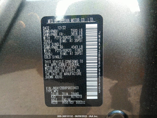 2023 Nissan Armada, VIN: JN8AY2BB8P9833403