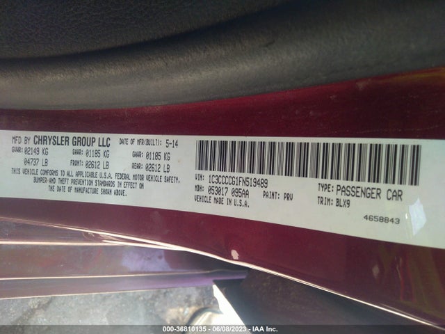Chrysler 200 C 2015 1C3CCCCG1FN519489 Image 9