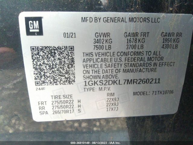 1GKS2DKL7MR260211 GMC YUKON DENALI