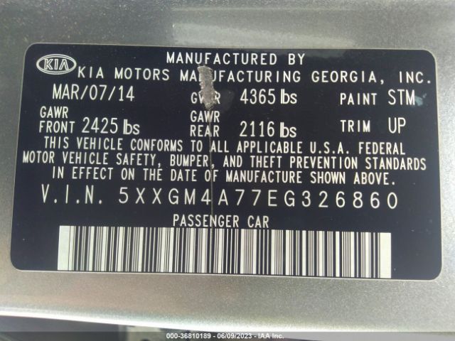 5XXGM4A77EG326860 KIA Optima Lx