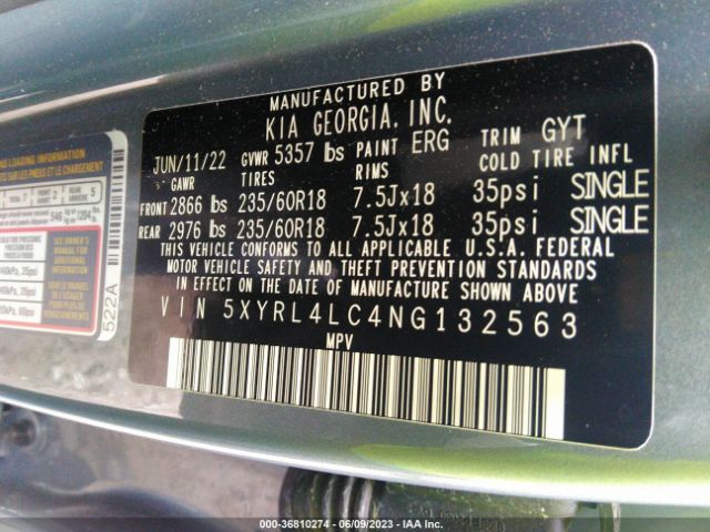 5XYRL4LC4NG132563 KIA SORENTO S