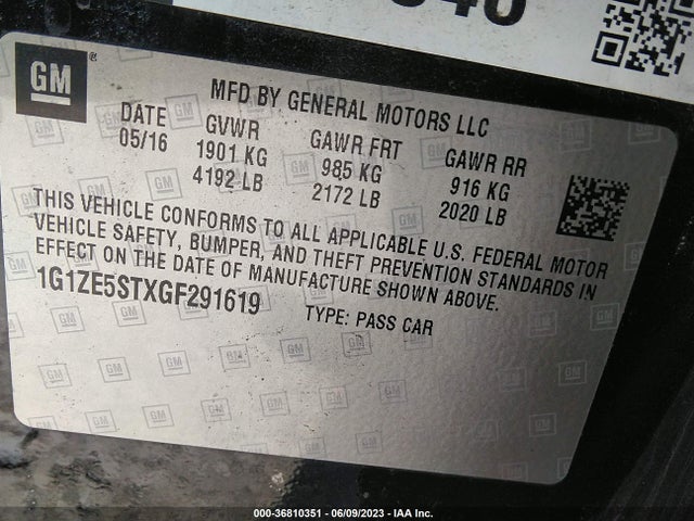 Chevrolet MALIBU LT 2016 1G1ZE5STXGF291619 Image 15