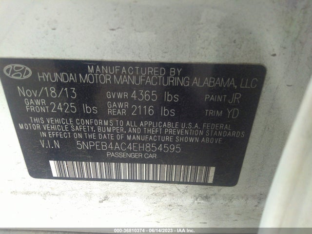 Hyundai SONATA GLS 2014 5NPEB4AC4EH854595 Image 14