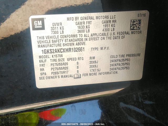 1GKS2AKCXHR102661 GMC YUKON SLE