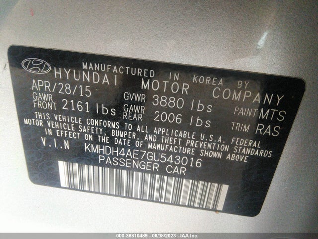 Hyundai ELANTRA SE 2016 KMHDH4AE7GU543016 Image 10