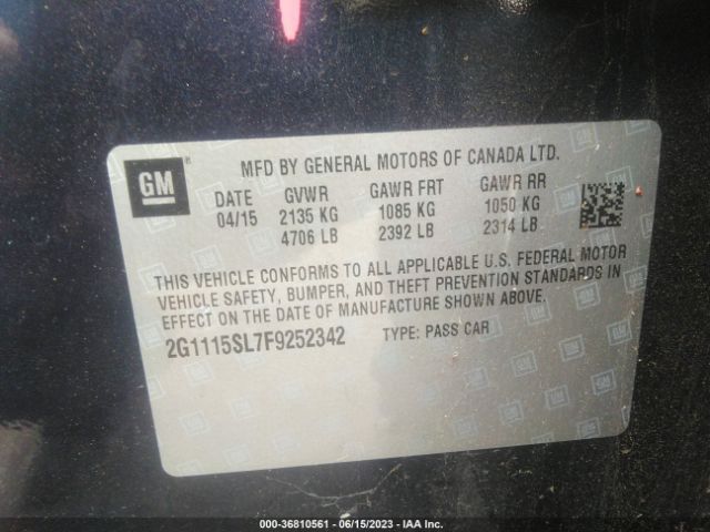 Chevrolet IMPALA LT 2015 2G1115SL7F9252342 Image 9