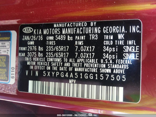 KIA SORENTO LX 2016 5XYPG4A51GG157505 Image 15