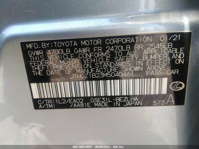 JTHGZ1B23M5040461 Lexus Is Is 350 F Sport