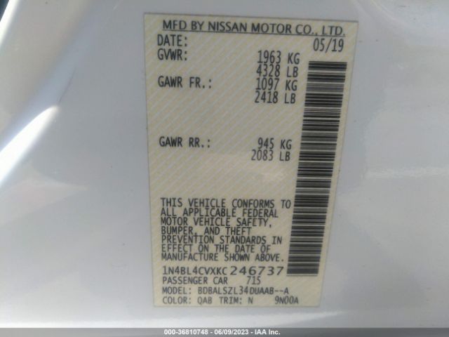 1N4BL4CVXKC246737 Nissan Altima 2.5 Sr