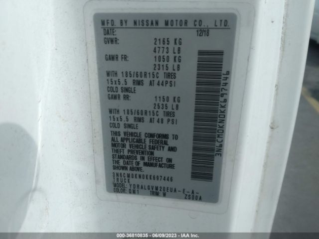 3N6CM0KN0KK697446 Nissan NV200 SV