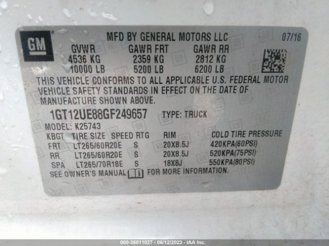 1GT12UE88GF249657 GMC Sierra 2500hd Denali