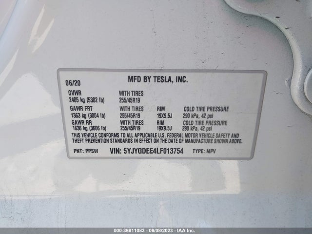 Tesla Model Y Long Range 2020 5YJYGDEE4LF013754 Image 12