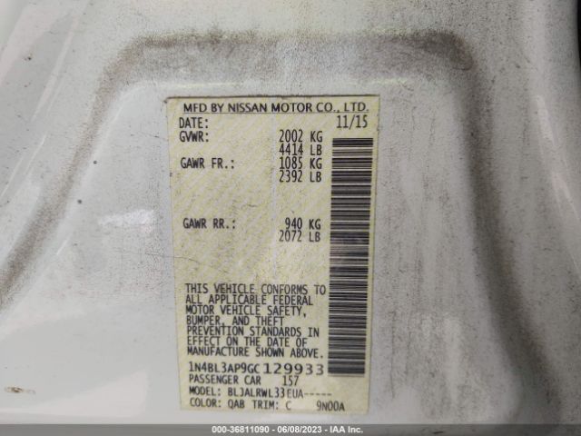 1N4BL3AP9GC129933 Nissan Altima 3.5 Sl