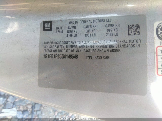 Chevrolet Camaro 1lt 2016 1G1FB1RS5G0148548 Image 9